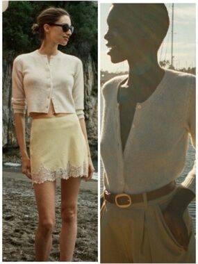 Doen Danae Cashmere Crewneck Cardigan in Dogwood SZ XS